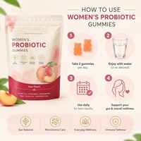Gummies probiotiques pour femmes, 60 unités, véganes, pour le soutien antioxydant et immunitaire, saveur pêche, forme personnalisée, OEM ODM HALAL