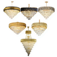 ENSEMBLE Personnalisé Rustique Métal Rond Grand Nordique Lustres De Luxe Hôtel Salon Pendentif Plafonnier Led Moderne Cristal