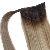 Extensions de cheveux Remy chinois doublement étirés queue de cheval de couleur naturelle, extensions de queue de cheval droites, cheveux humains