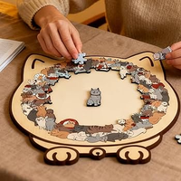 Puzzle en bois en forme de chat, couleurs Morandi, éducatif, pour enfants et adultes, cadeau, vente chaude