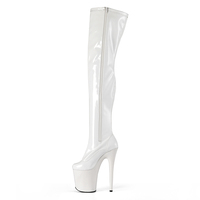 Stivali da ballo alti fino alla coscia in PU lucido, tacco alto 20 cm, vestibilità elasticizzata, tubo dritto, plateau, cerniera interna laterale, per discoteca, vendita al dettaglio