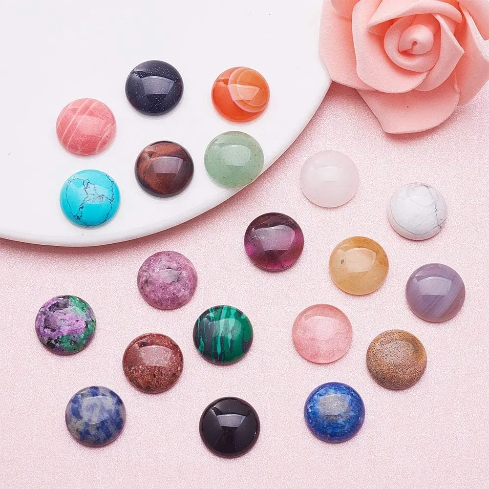 Half Round Gemstone Cabochon Flatback Gemstones Beads Healing Crystal Quartz Chakra Stone for Rings Necklace Jewelry Making