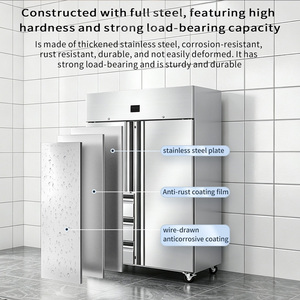 Réfrigérateur professionnel à double porte en acier inoxydable, 4 tiroirs, congélateur à dégivrage automatique, équipement de cuisine numérique - Product Image 3