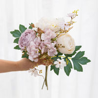 Vente flash - Bouquet de fleurs artificielles en soie rose et orange réalistes et modernes, centre de table pour décoration de mariage