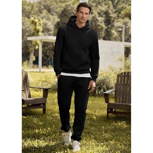 2025 <b>Men's</b> Sporty 2-Piece Outfits Printed <b>Hoodie</b> Sweatshirt & Joggers Tracksuit Set for Autumn Season - Product Image 2