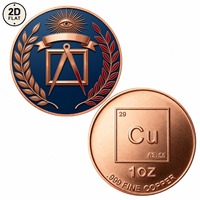 Pièce de monnaie en cuivre pur 999 de 1 oz, imprimée en couleur 2D sur mesure, objet de collection maçonnique, pièce commémorative, Œil de la Prophétie