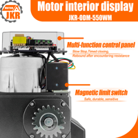 JKR 550W 1000KG Heavy Duty Tuya Wifi Control inteligente Abridor de puerta corredera Kit Fotocélula Luz de advertencia para hoteles y villas