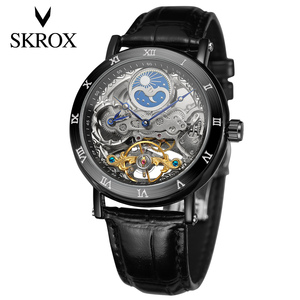 Đồng hồ SKROX dành cho nam, phong cách kinh doanh phương Tây, hiển thị tuần trăng, máy cơ tự động, mặt lộ máy, sang trọng. - Product Image 2