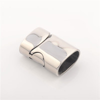 Logo personnalisé En Acier Inoxydable Haute Polonaise Boucle Fermoir Pour Bracelet En Cuir