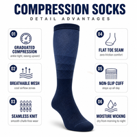 Chaussettes de compression sportives pour hommes, en coton élastique, pour la récupération, la course à pied, l'entraînement, évacuant l'humidité, chaussettes personnalisées