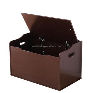 Banc de rangement en bois Espresso avec couvercle à charnière de sécurité, grande capacité, armoire de rangement pour enfants, boîte à jouets - Product Image 4