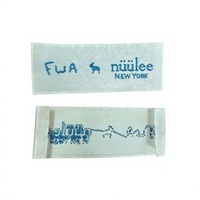 Étiquettes de vêtements personnalisées en polyester tissées à la machine à navettes avec pli d'extrémité, prix d'usine, faible MOQ