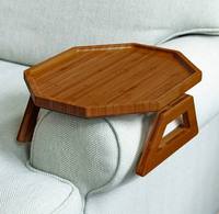 Plateau de service portable en bambou laqué pour canapé, table d'appoint pour boissons et desserts, idéal pour salon, salle de bain ou bureau