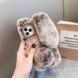 3D lindo conejo orejas de piel sintética felpa invierno cálido suave funda de teléfono para iPhone 17 Serie 6 Google Pixel para LG para Huawei - Product Image 6