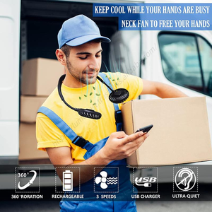 พัดลมพกพาแบบมินิ USB ปี 2023 ขายส่ง ชาร์จได้ ใช้ได้แบบแฮนด์ฟรี สำหรับเล่นกีฬา แขวนคอได้ - Product Image 5