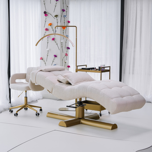 <span class=keywords><strong>Lit</strong></span> d'Esthétique Moderne de Luxe à Base Dorée Relevable pour Cils, <span class=keywords><strong>Lit</strong></span> de Massage pour Salon de Beauté, Ensemble <span class=keywords><strong>Lit</strong></span> à Cils, Personnalisation - Product Image 2