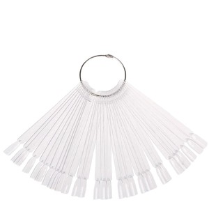 Muestra de Uñas de Plástico Transparente para Prácticas y Exhibición en Forma de Abanico con Anillo Metálico para que los Clientes Elijan Colores - Product Image 1