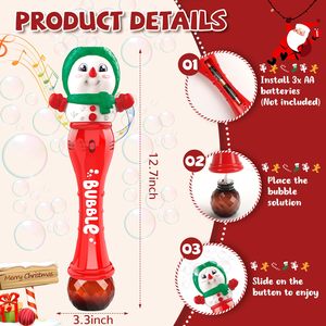 Varita de burbujas de Navidad, máquina automática de burbujas con LED iluminado y soplador de burbujas de música, juguete, juguetes de fiesta de Navidad - Product Image 4