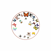 Vente en gros de plaque de porcelaine en os en céramique avec papillon imprimé personnalisé en or rose pour mariage