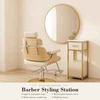 Ensemble de mobilier de salon de coiffure en gros : Fauteuil de réception, Fauteuil de coiffage, Fauteuil de lavage, Équipement de salon de coiffure avec cadre doré, OEM