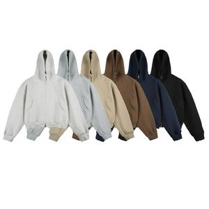 Sudadera con Capucha Corta Estilo Urbano Americano de 500G - Chaqueta Cardigan Unisex Oversize Gruesa y Holgada - Product Image 1