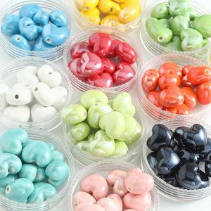 Cuentas Sueltas de Cerámica en Forma de Corazón Macaron Pulido, con Orificio Vertical, Colores Surtidos, Materiales para Hacer Pulseras y Joyería DIY - Product Image 3