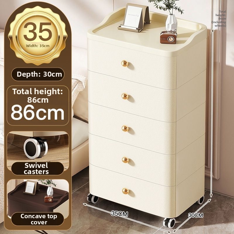 35-sided wide drawer cabinet 5 layers-milk white