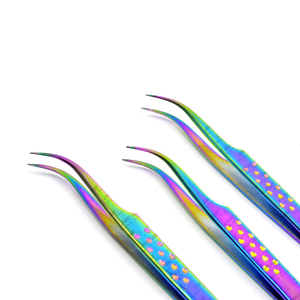 Gran oferta, pinzas para pestañas, extensiones de pestañas con punta de fibra con pinzas de extensión de pestañas de 90 grados, herramientas de belleza de acero inoxidable de alta calidad - Product Image 1