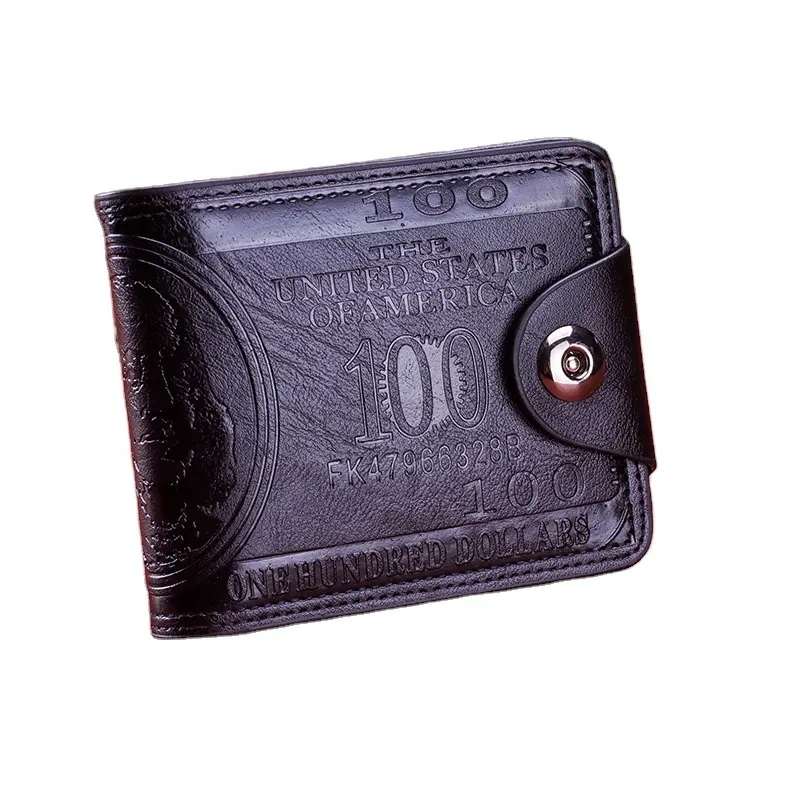 Portefeuille mince pour hommes US $100 Dollar Bill Portefeuille en cuir PU Porte-cartes Porte-monnaie en cuir Pu Portefeuille pour hommes
