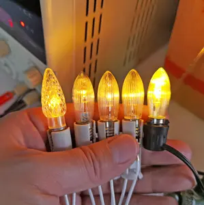 LED Filament Christmas Light Replacement Bulb 0.2W 8V-55V Miniature Candle Lamp C6 Striped Glass E10 Bridge Light Spare Bulbs