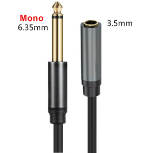 6.35mm 1/4" Mono Male to 3.5mm 1/8" TS Mono Male 90 Degree Right Angle <strong>Plug</strong> Adapter Audio Cable Cord - Product Image 6