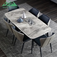 Table à manger de luxe moderne, design minimaliste, pieds en métal, meubles pour villa