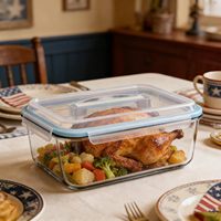 Contenants de stockage en verre extra-larges de 6000 ml avec couvercle hermétique, contenants alimentaires en verre avec poignée pour poulet rôti