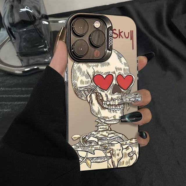 Colorful Skull Animal Compatible for 16 Pro Max Phone Case Unique Lively for 15/14/13 European American Style