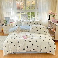 Ensemble de literie personnalisable haut de gamme 100% coton, style frais, drap de lit, housse de couette, kit de literie 3/4 pièces, vente en gros