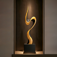 Sculpture Abstraite Moderne de Luxe en Résine TONFO, Statue d'Art Flamme Dorée en Ruban, Ornement de Table pour Entrée, Salon, Décoration Intérieure
