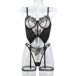 Ensemble de <span class=keywords><strong>lingerie</strong></span> ultra sexy avec soutien-gorge en dentelle transparente, motif floral, tenue féminine <span class=keywords><strong>sensuelle</strong></span>, <span class=keywords><strong>lingerie</strong></span> pour poitrines généreuses - Product Image 6