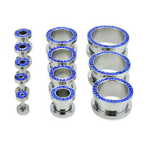 Gauges d'oreille en acier inoxydable avec strass |   Tunnels pour l'oreille polis PVD |   Bijoux scintillants pour piercing pour les amateurs de plugs et de dilatateurs d'oreilles - Product Image 4