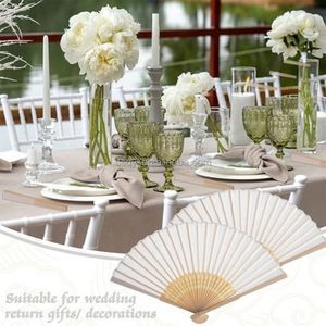 พัดมือพับได้ทำจากผ้าไหมเทียมสีขาว ลายไม้ไผ่ ของชำร่วยงานแต่งงาน ของขวัญงานเลี้ยงฉลองเด็กแรกเกิด พร้อมถุงของขวัญ - Product Image 5