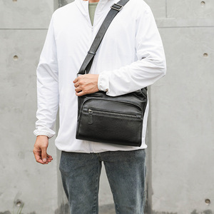 Men's Genuine Leather Crossbody <b>Bag</b> <b>Small</b> Size Solid Color High Quality Leisure Travel - Product Image 2