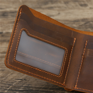 <b>Men's</b> Vintage Genuine Leather Slim Fold Short <b>Card</b> <b>Holder</b> Cash <b>Wallet</b> Minimalist Short Length Design Made in Bangladesh - Product Image 4