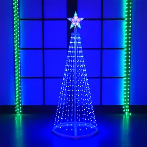 2024新创新圣诞室内树装饰防水流星灯锥形圣诞树灯圣诞节