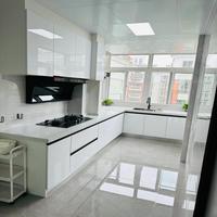 Mueble Combinado Independiente Exclusivo con Acabado Antiarañazos para Zona de Cocina Independiente Estilo Americano en Loft Dúplex