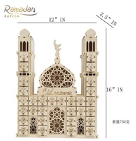 Pendentifs artisanaux Eid Mubarak, bricolage DIY, accessoires pour fête musulmane du Ramadan Kareem, calendrier compte à rebours en bois