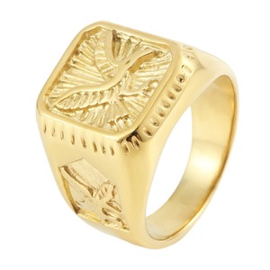 Yunnique – bague aigle en acier inoxydable pour hommes, couleur or, design du zodiaque animal, bijoux à la mode, cadeau pour lui - Product Image 5