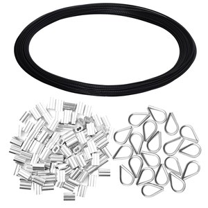 Ensemble de câbles en acier noir avec manchons de sertissage en aluminium et poulie pour suspension de lumières de <span class=keywords><strong>corde</strong></span> à <span class=keywords><strong>linge</strong></span> - Product Image 1