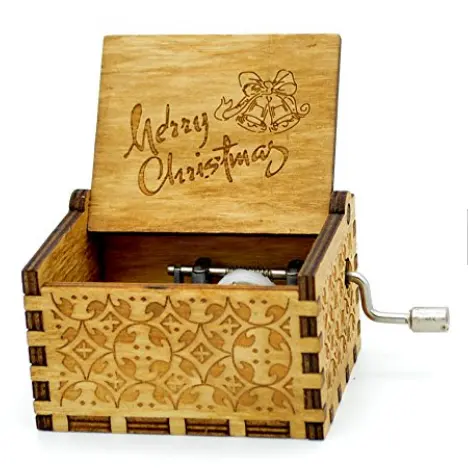 Wholesale Custom Hand Crank Wooden Merry Christmas Music Box