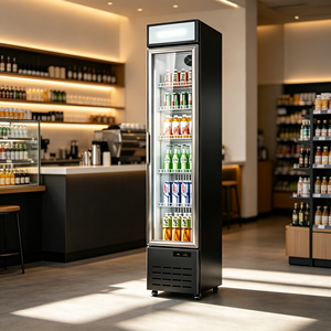 Refrigerador Comercial Vertical Delgado, Enfriado por Aire, Sin Escarcha, con Puerta de Vidrio Simple y Tubo de Cobre para Exhibición de Bebidas en Supermercados - Product Image 6