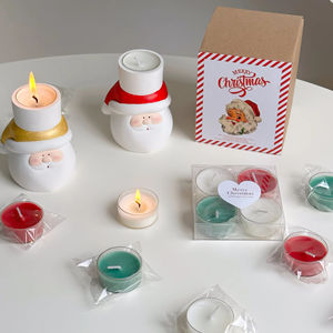 Ensemble cadeau de décorations de Noël Offre Spéciale bougie de thé d'aromathérapie ensemble de bougies parfumées en céramique de cire de soja - Product Image 3