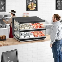 Vitrine chauffante de comptoir à deux étagères inclinées, service complet, vente en gros pour les usines commerciales